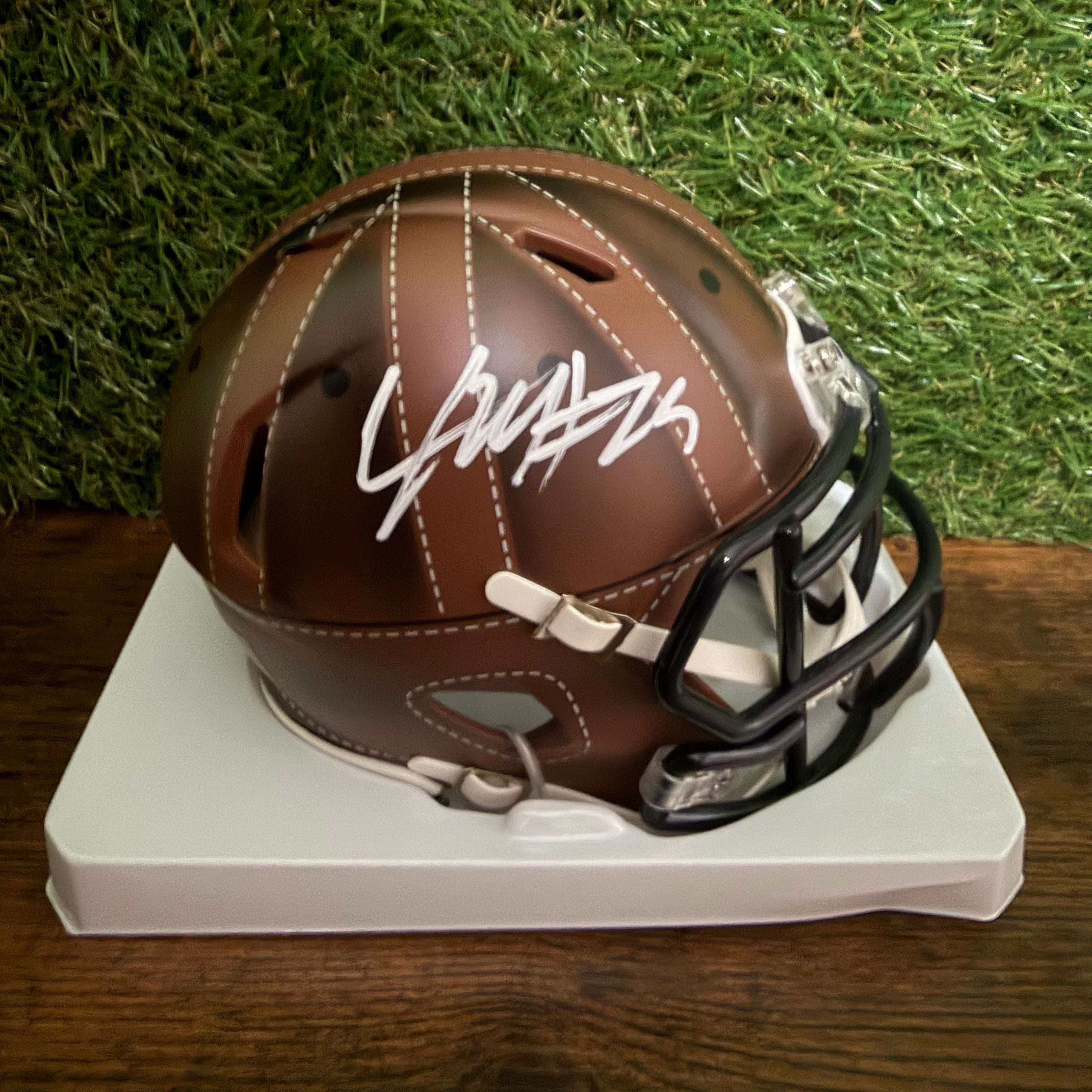 Xavier McKinney Signed Throwback Mini Helmet