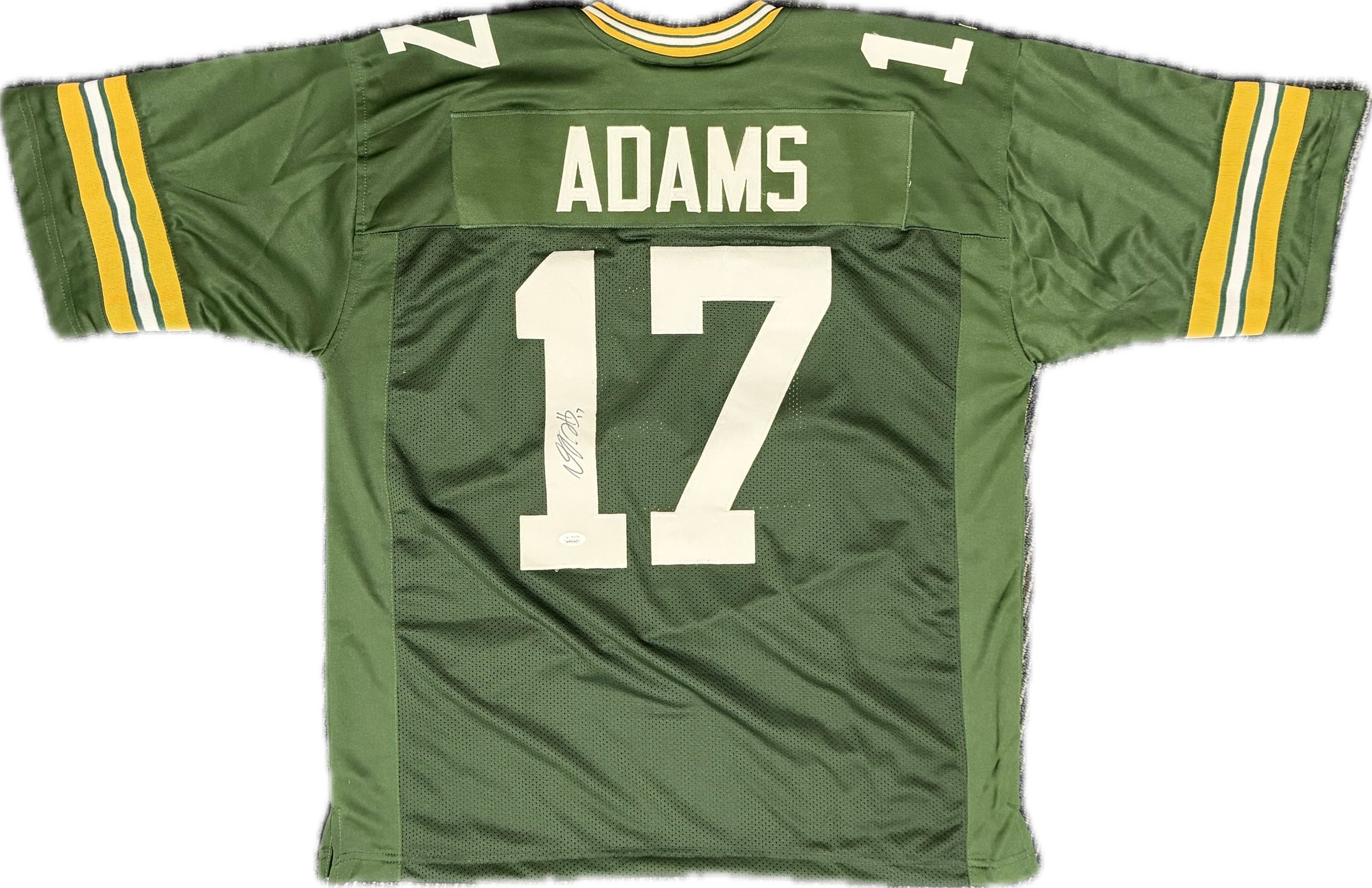 Green sports jersey with 'Adams' and number '17' on a white background
