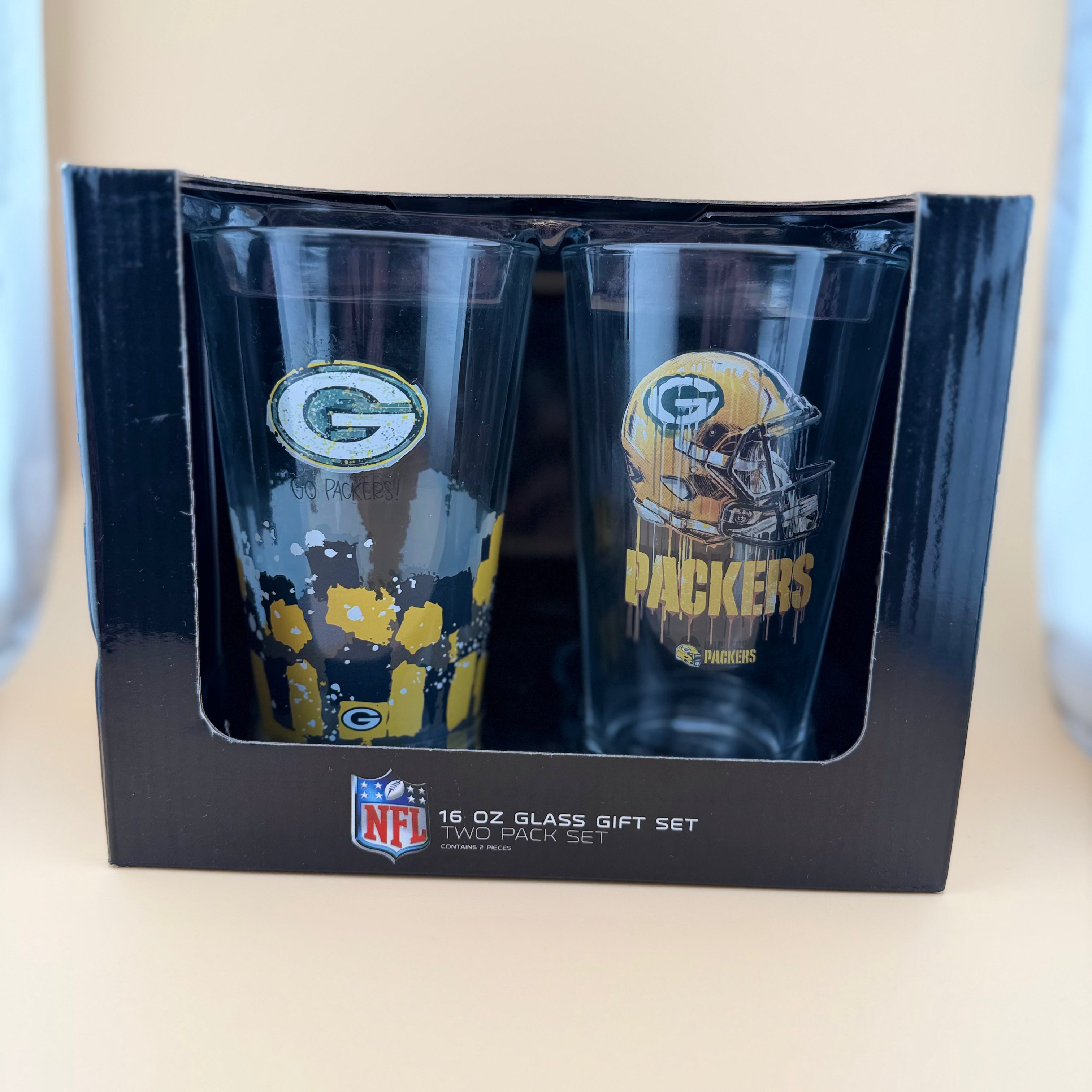 2 Pack Packers Pint Glass Gift Set