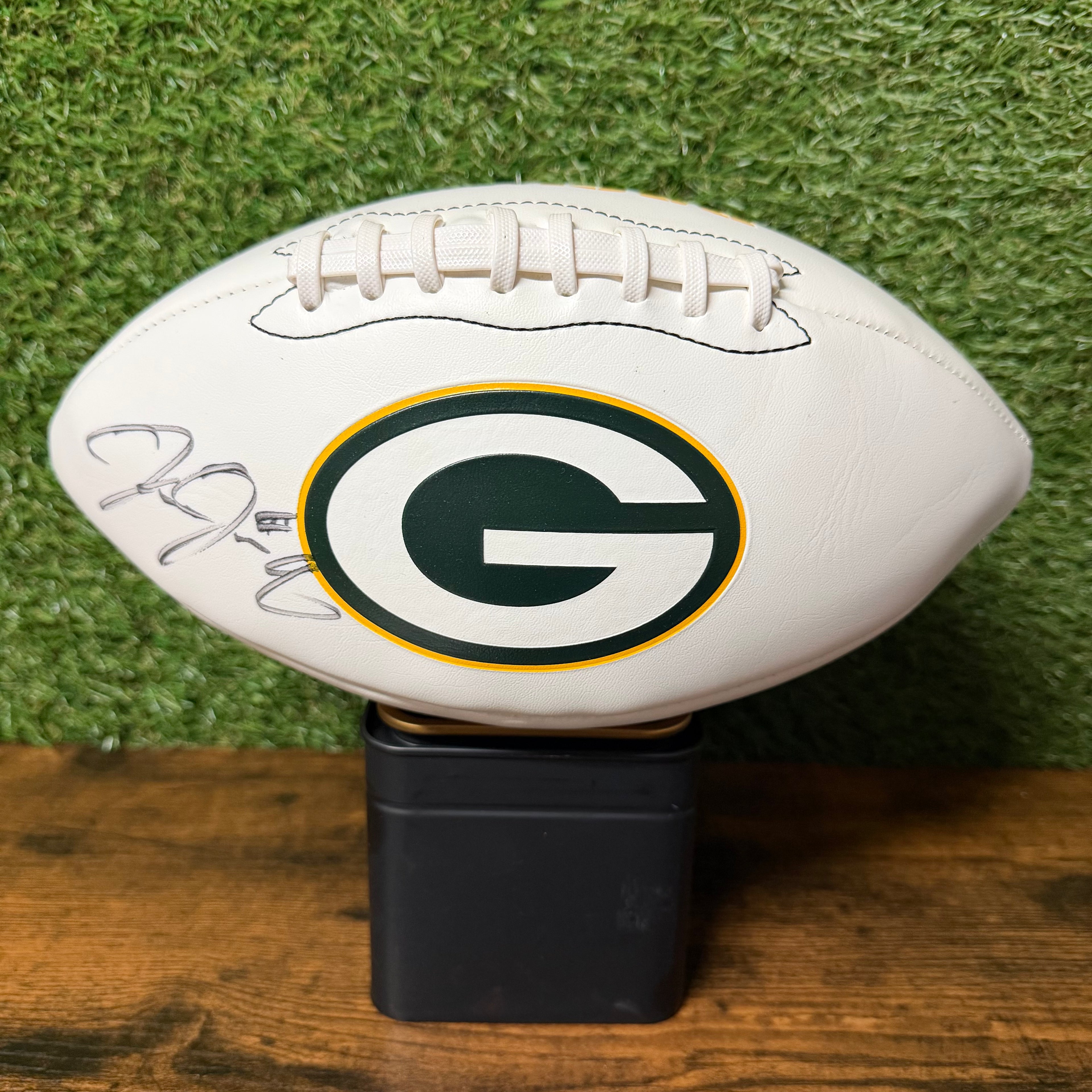 Josh Jacobs White Panel Signed Logo Football