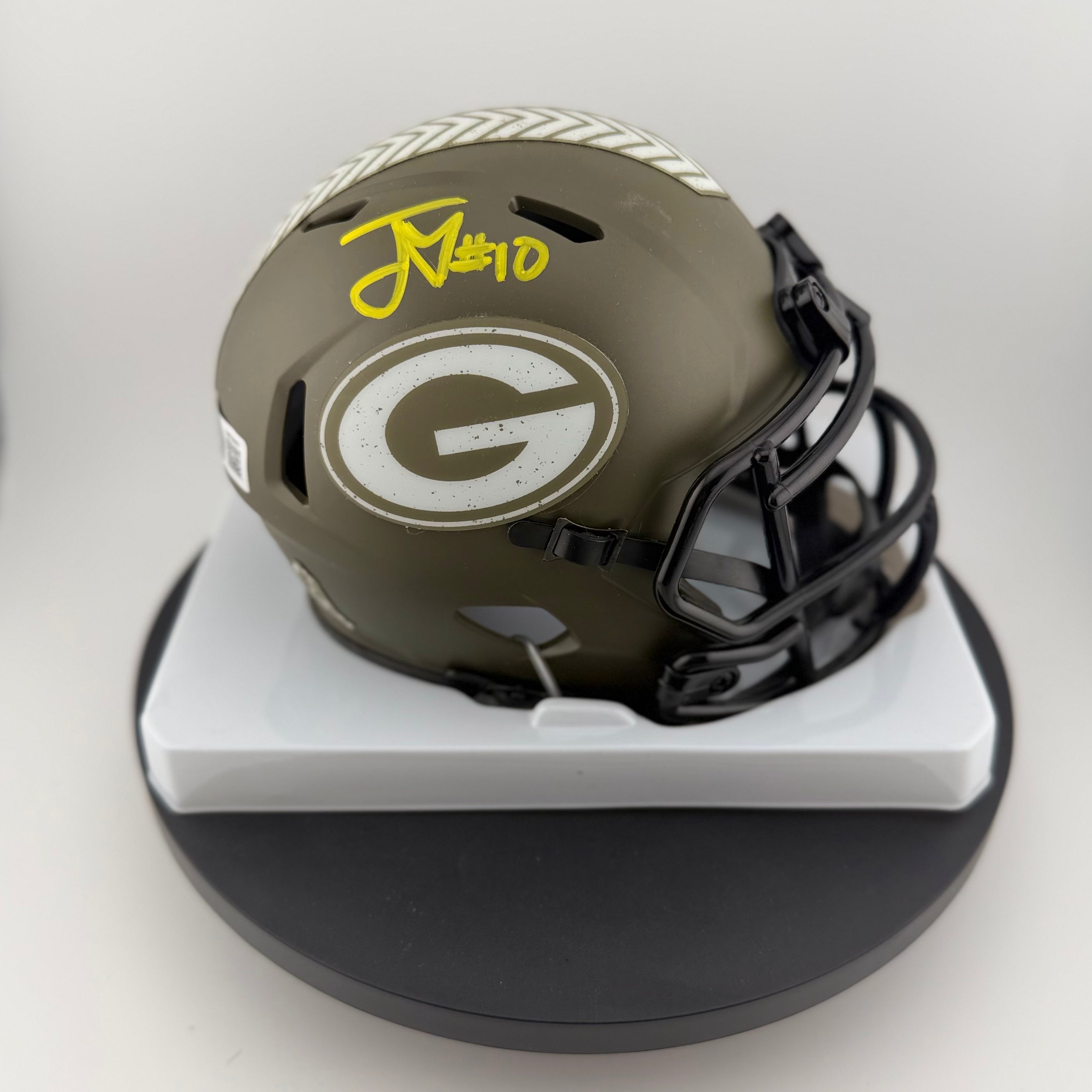 Jordan Love Signed Packers Salute To Service V1 Mini Helmet