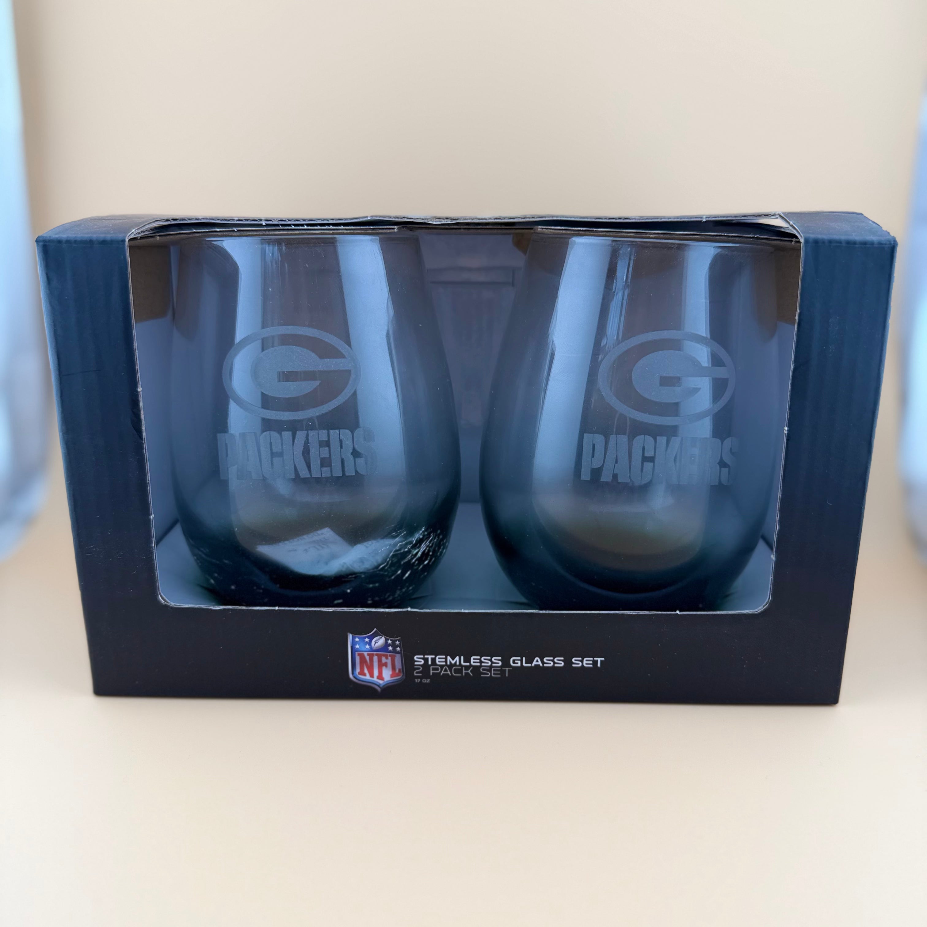 2 Pack Stemless Packers Wine Glass