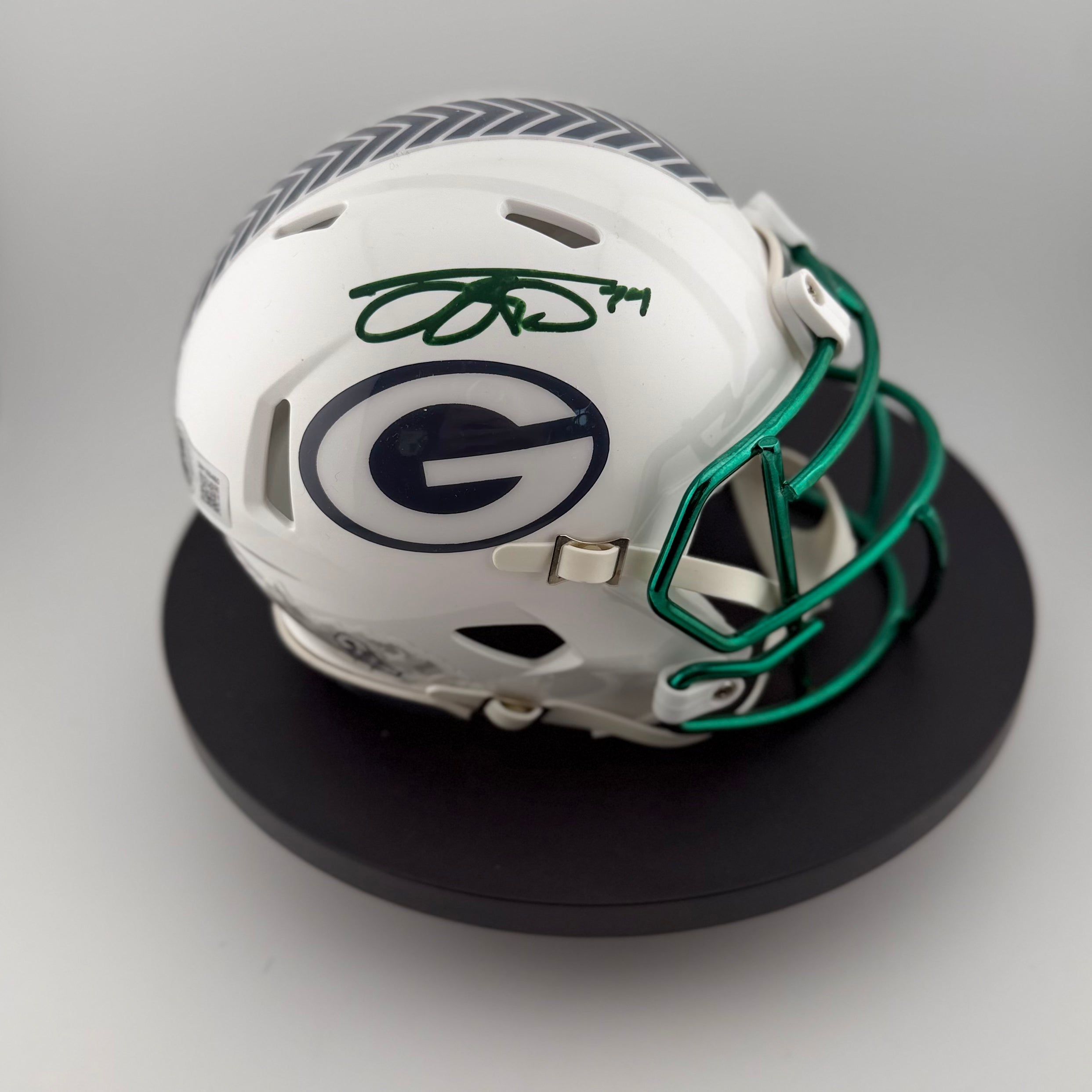 Jayden Reed Signed Packers Salute to Service V3 Mini Helmet- metal facemask