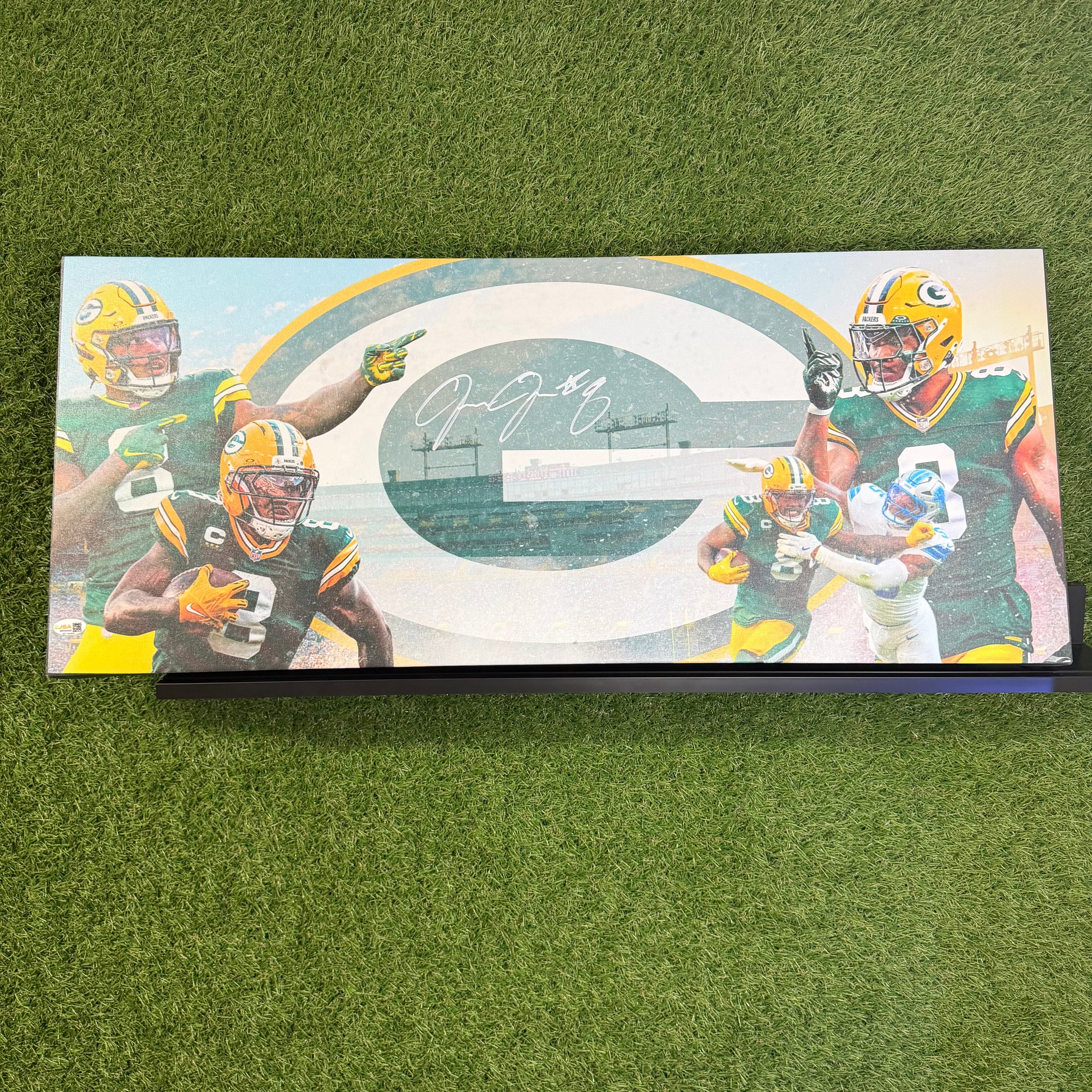 Josh Jacobs 13x31 Signed Canvas- Packers