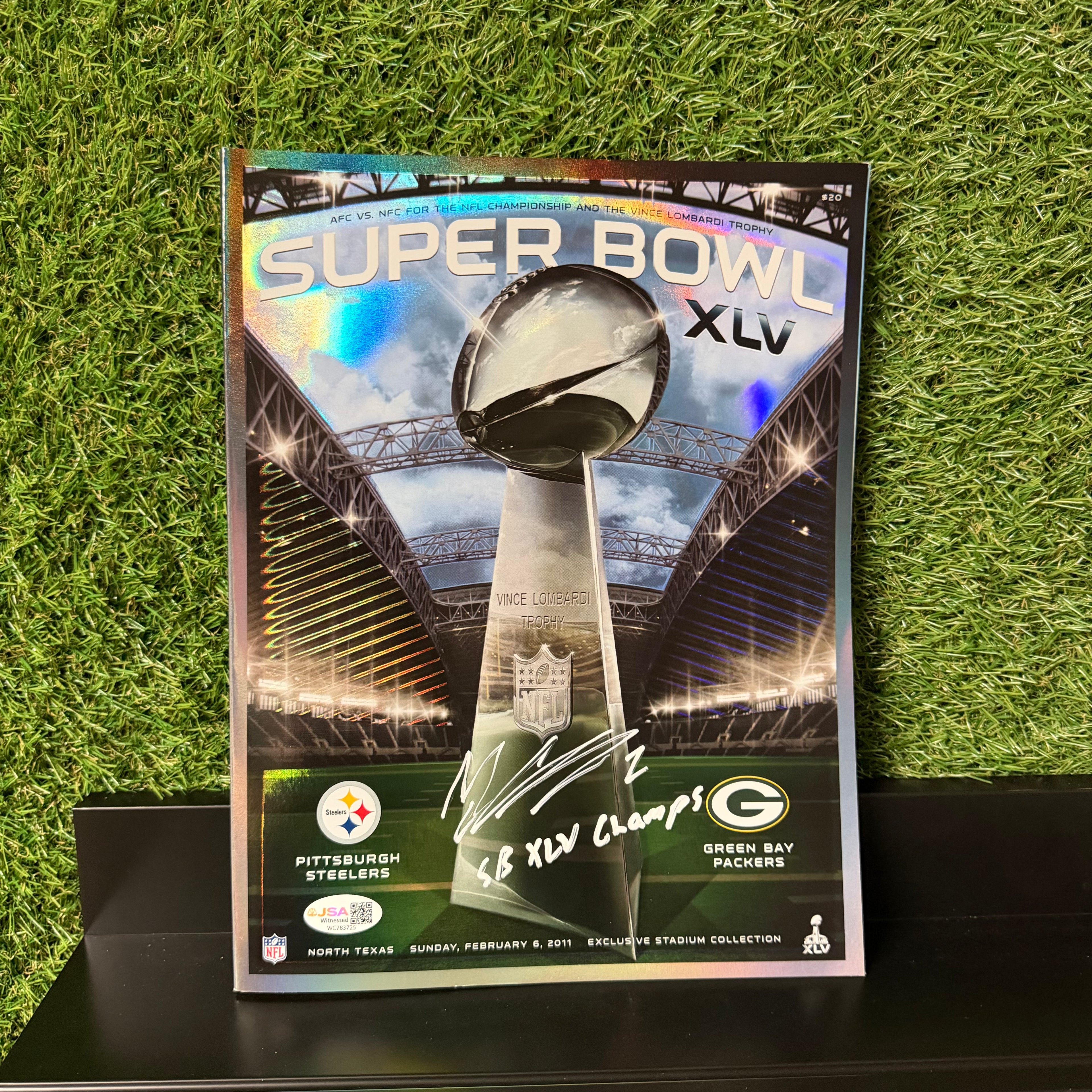 Mason Crosby Signed XLV Stadium Holographic Program with XLV Scrip