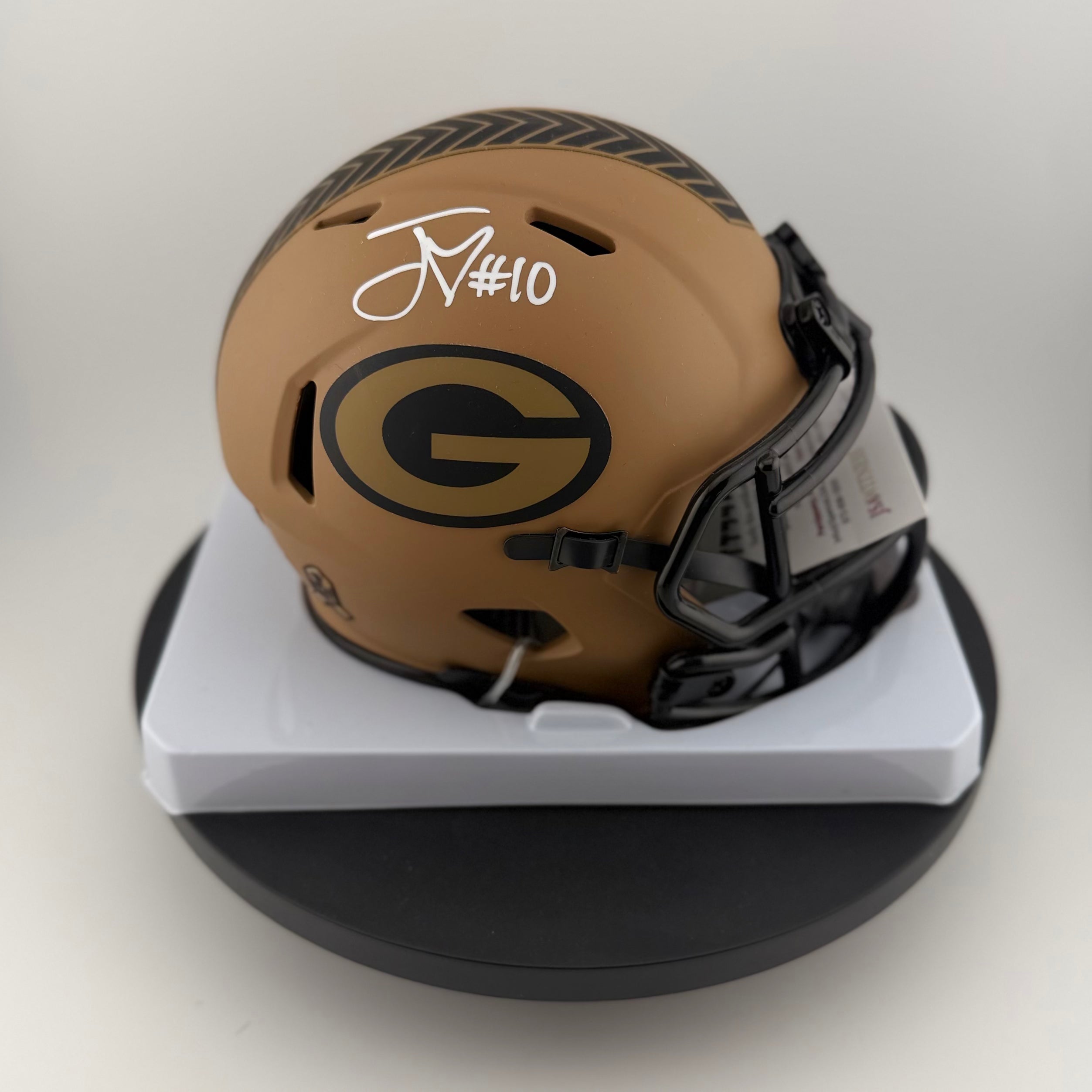 Jordan Love Signed Packers Salute To Service V2 Mini Helmet