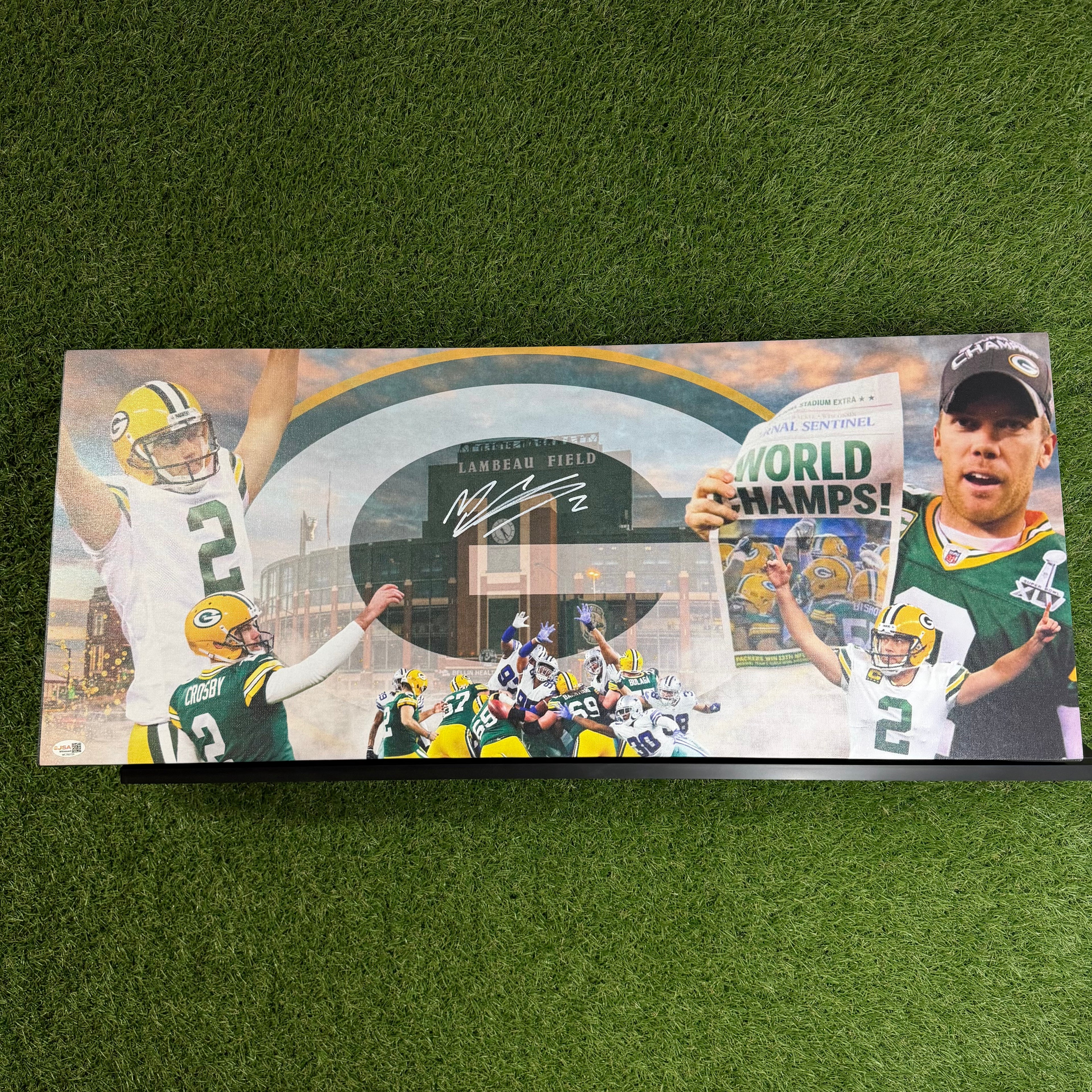 Packers Mason Crosby Signed 13x31 Canvas