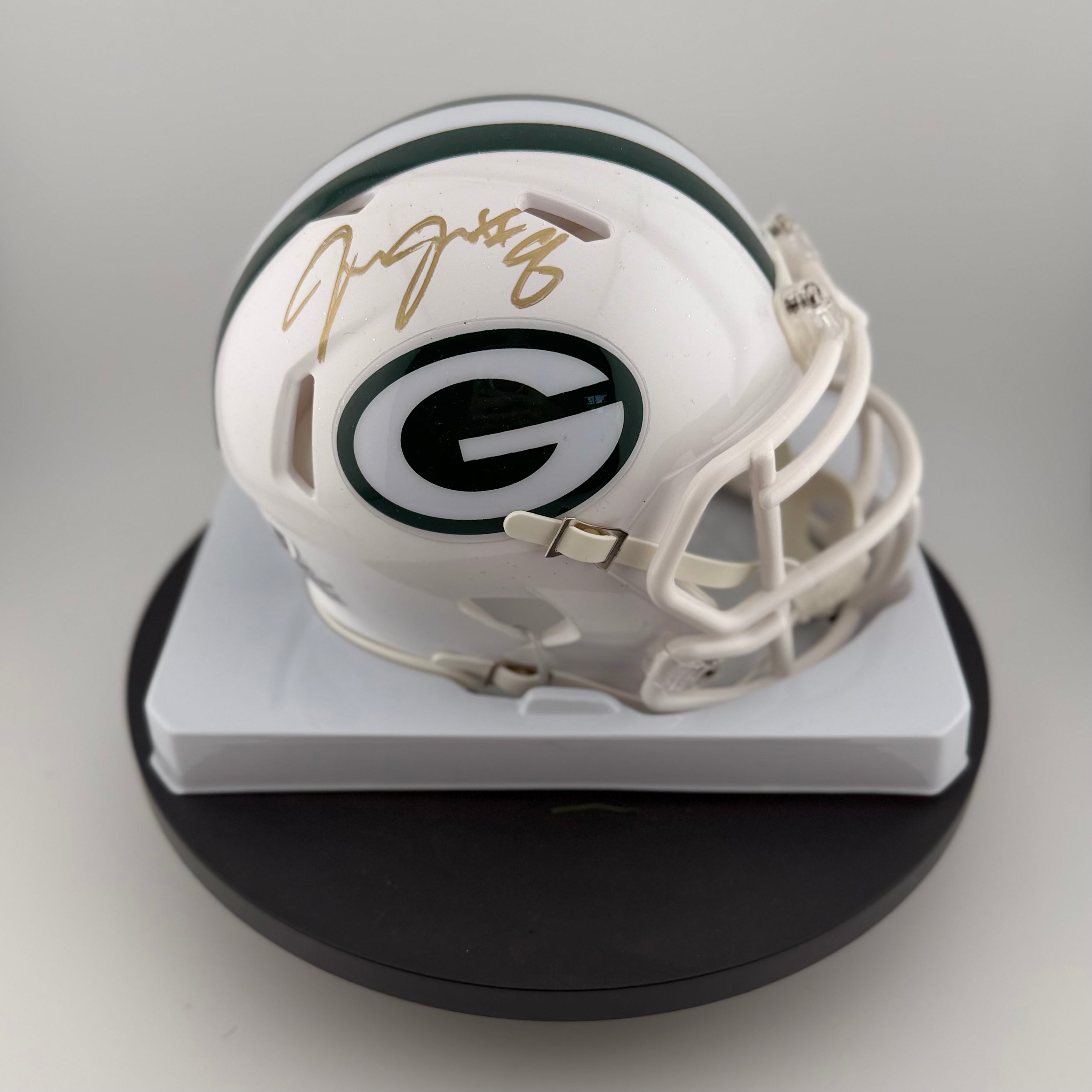 Josh Jacobs Signed Packers Winter Warning Alt White Mini Helmet