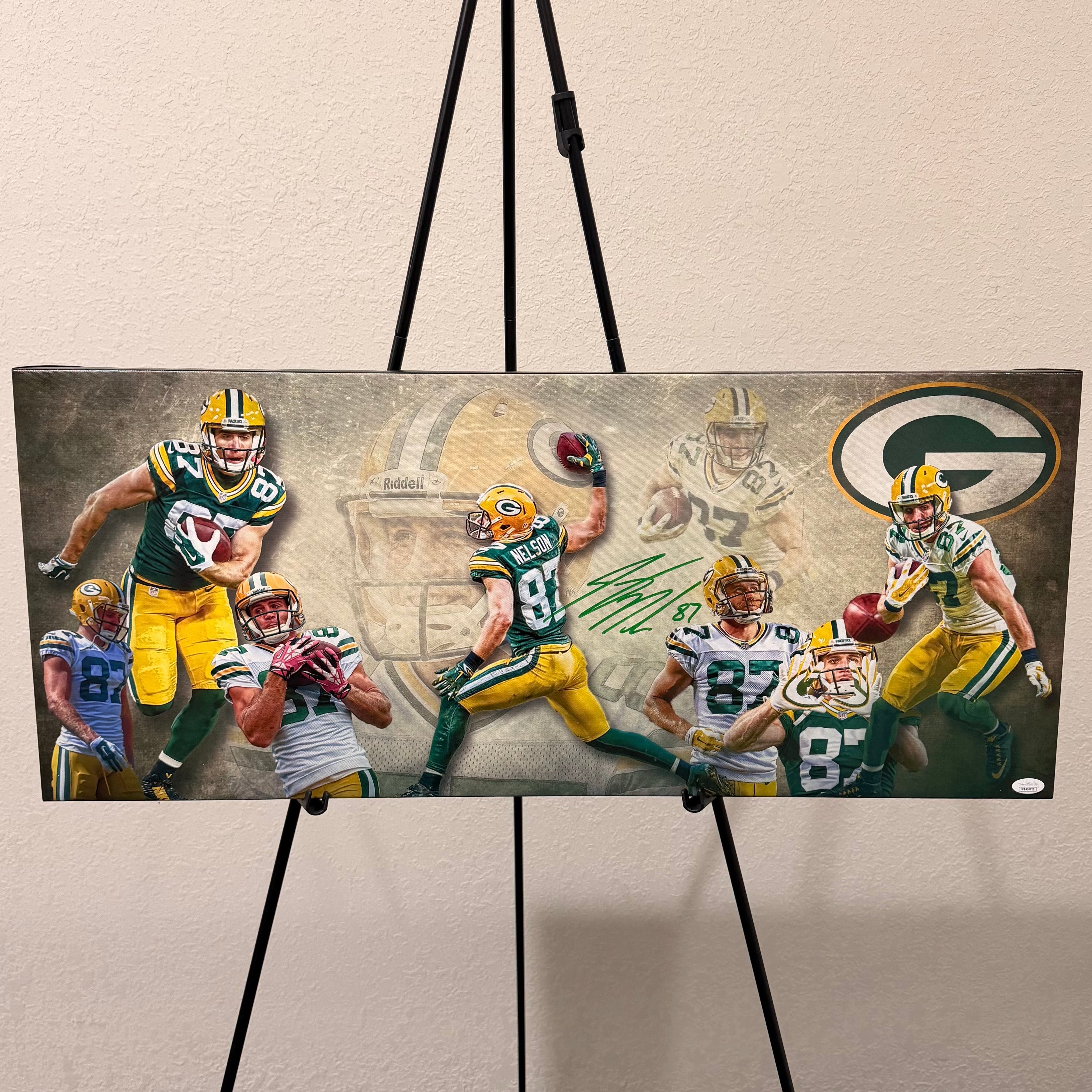 Jordy Nelson 13x31 Signed Canvas