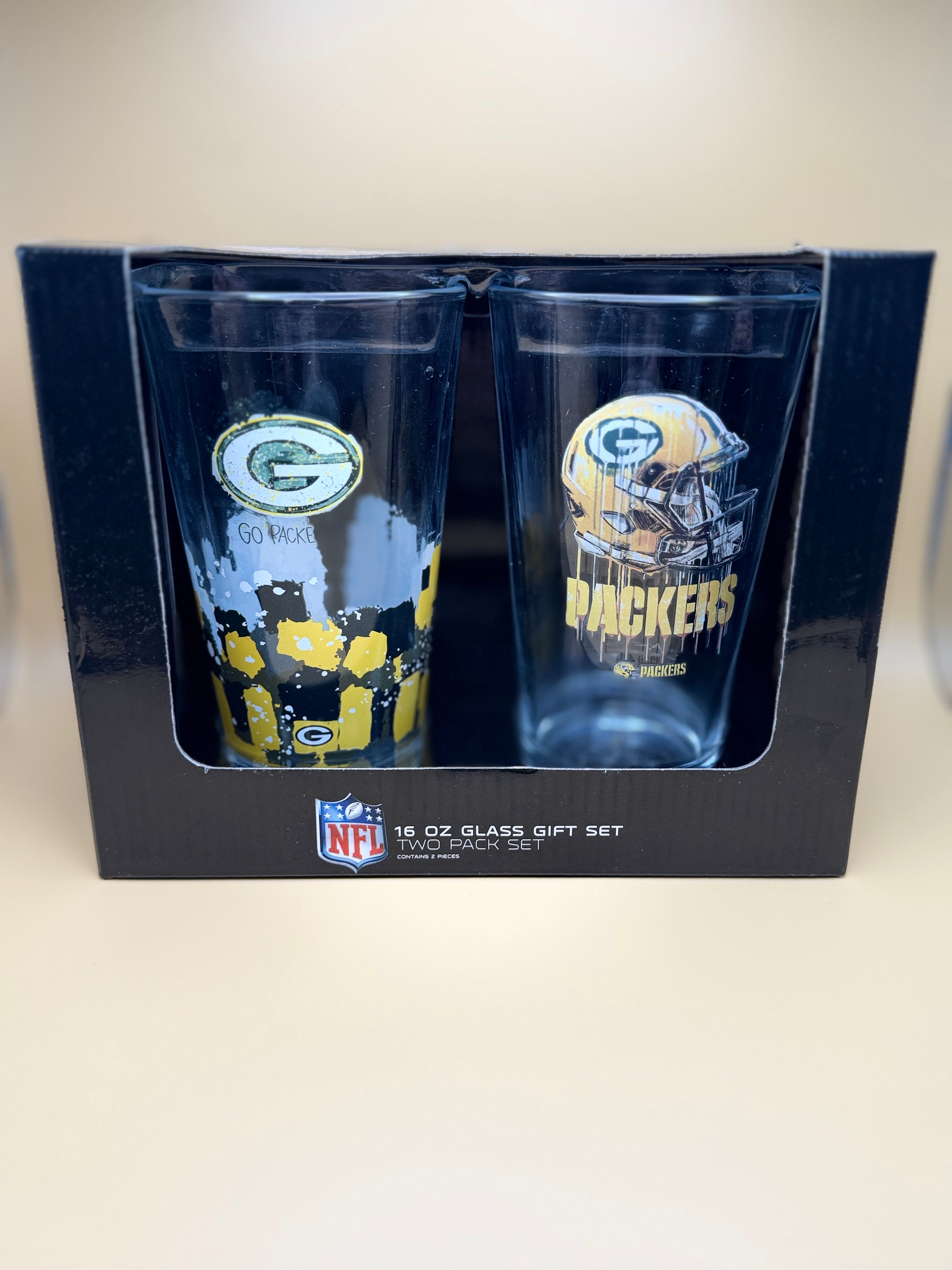 2 Pack 16 Oz Glass Packers logo set!