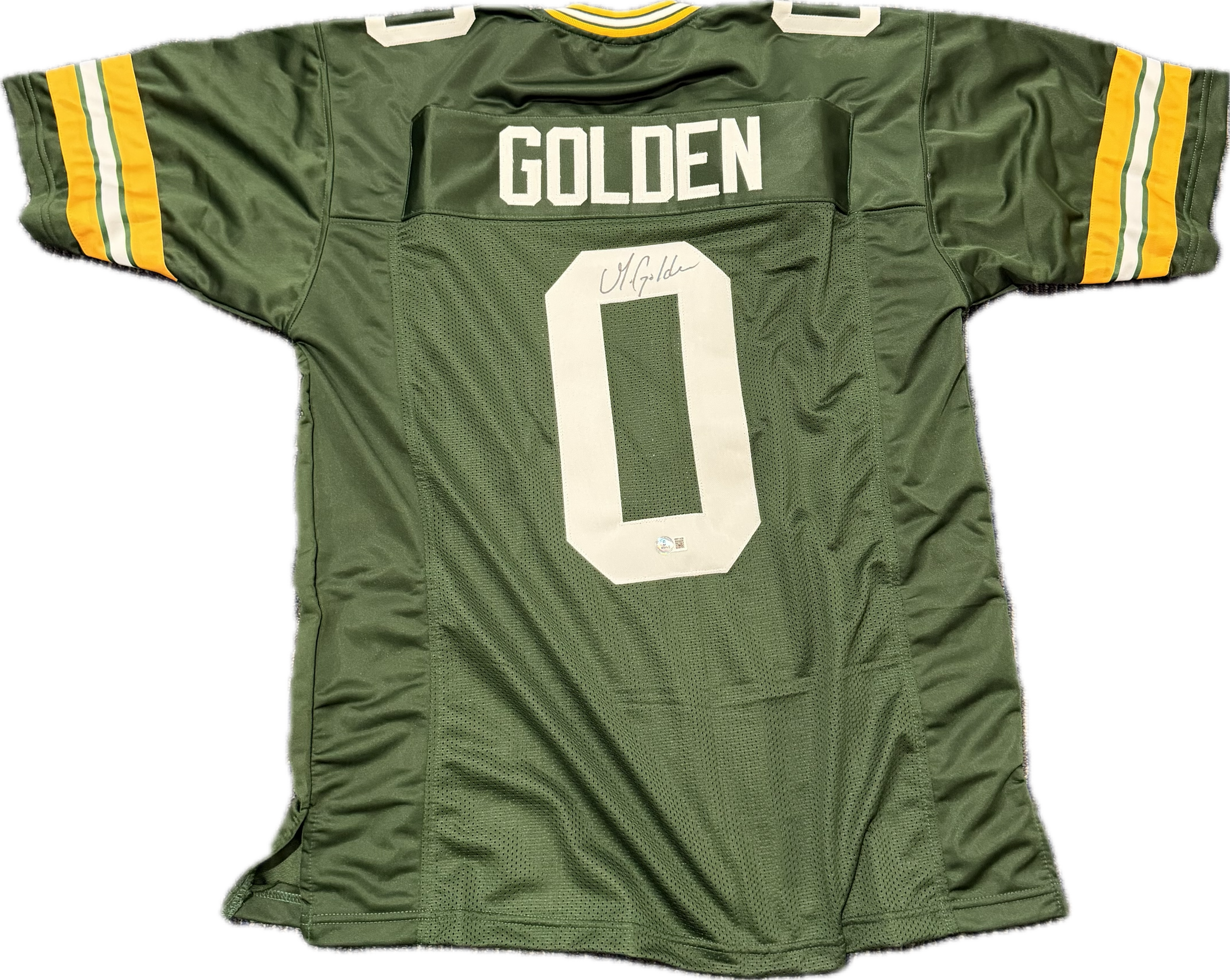Green sports jersey with 'GOLDEN' and number '0' on a white background