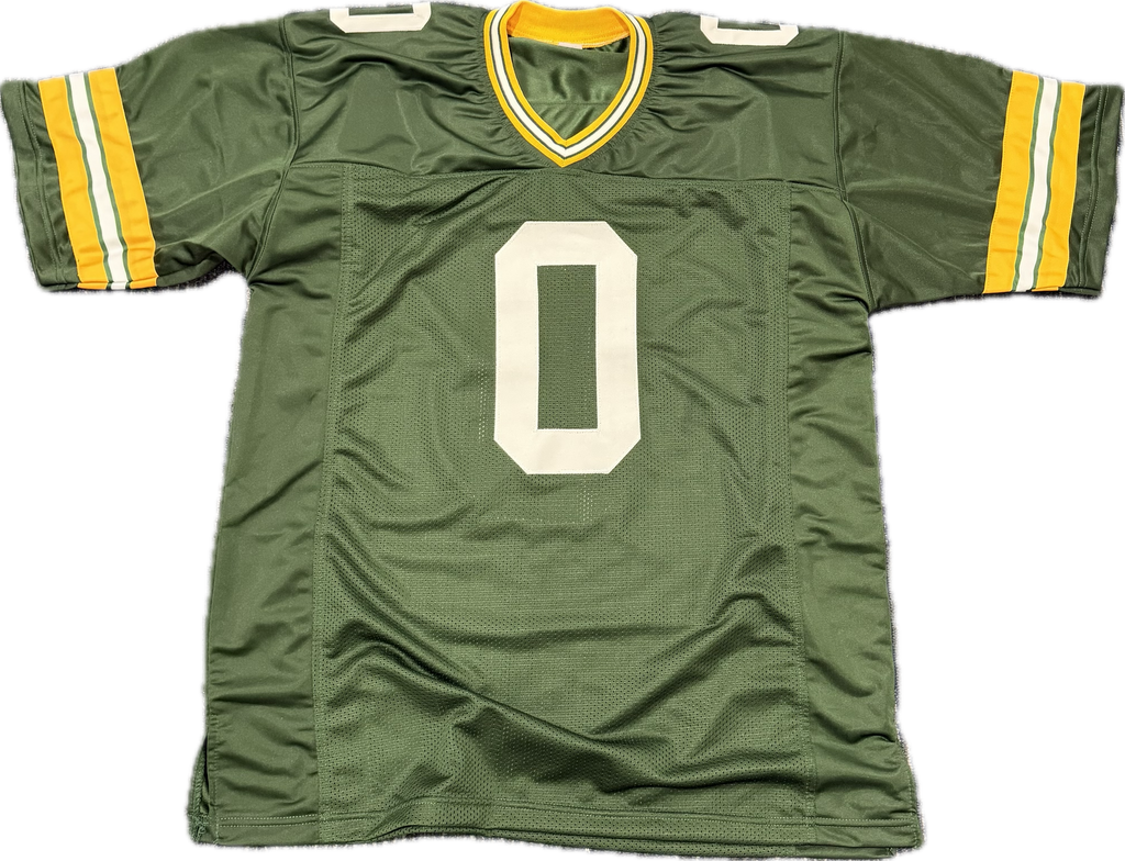 Green sports jersey with number 0 on a white background