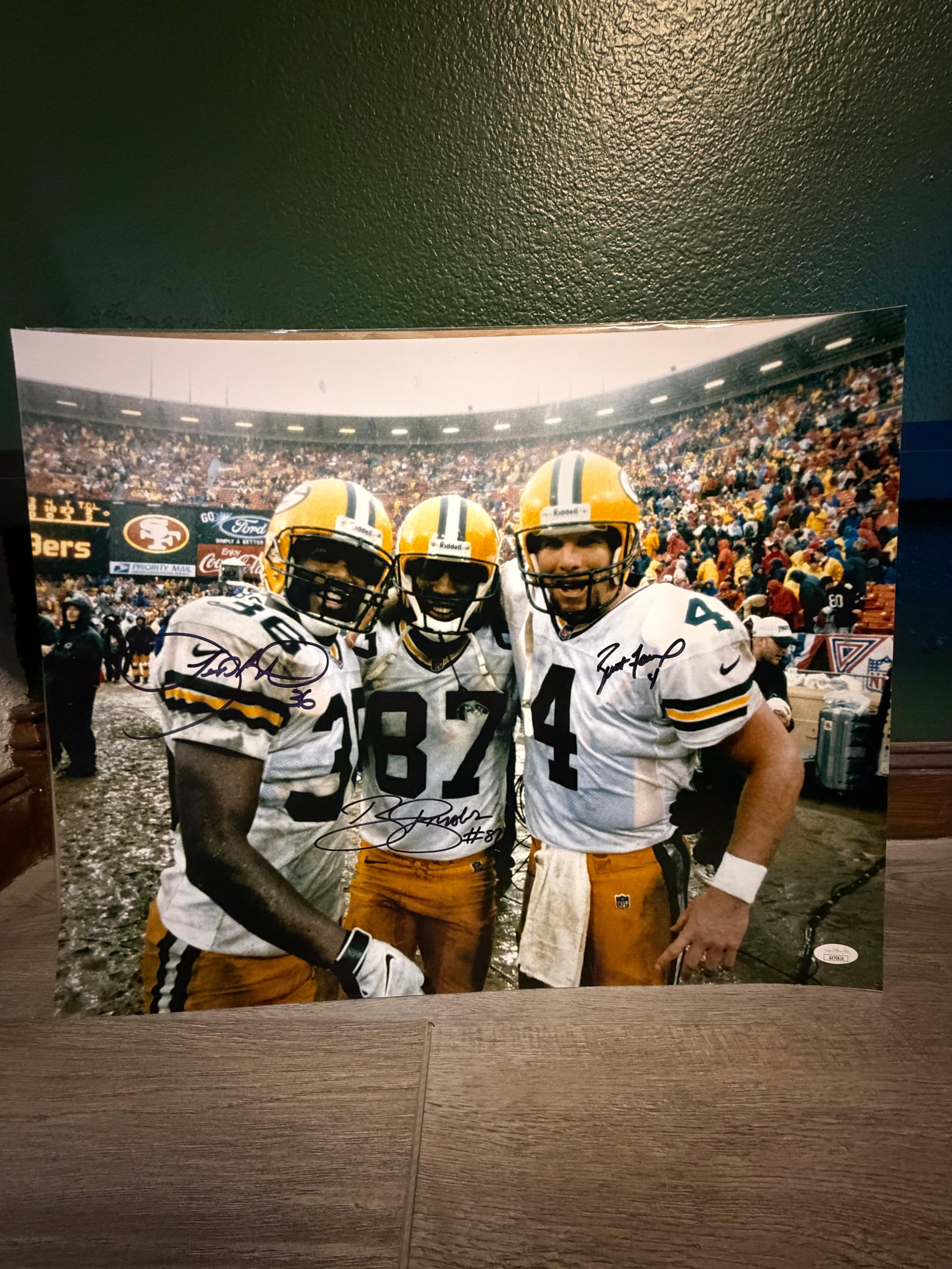 Brett Favre, Robert Brooks, and LeRoy Butler Signed 16x20