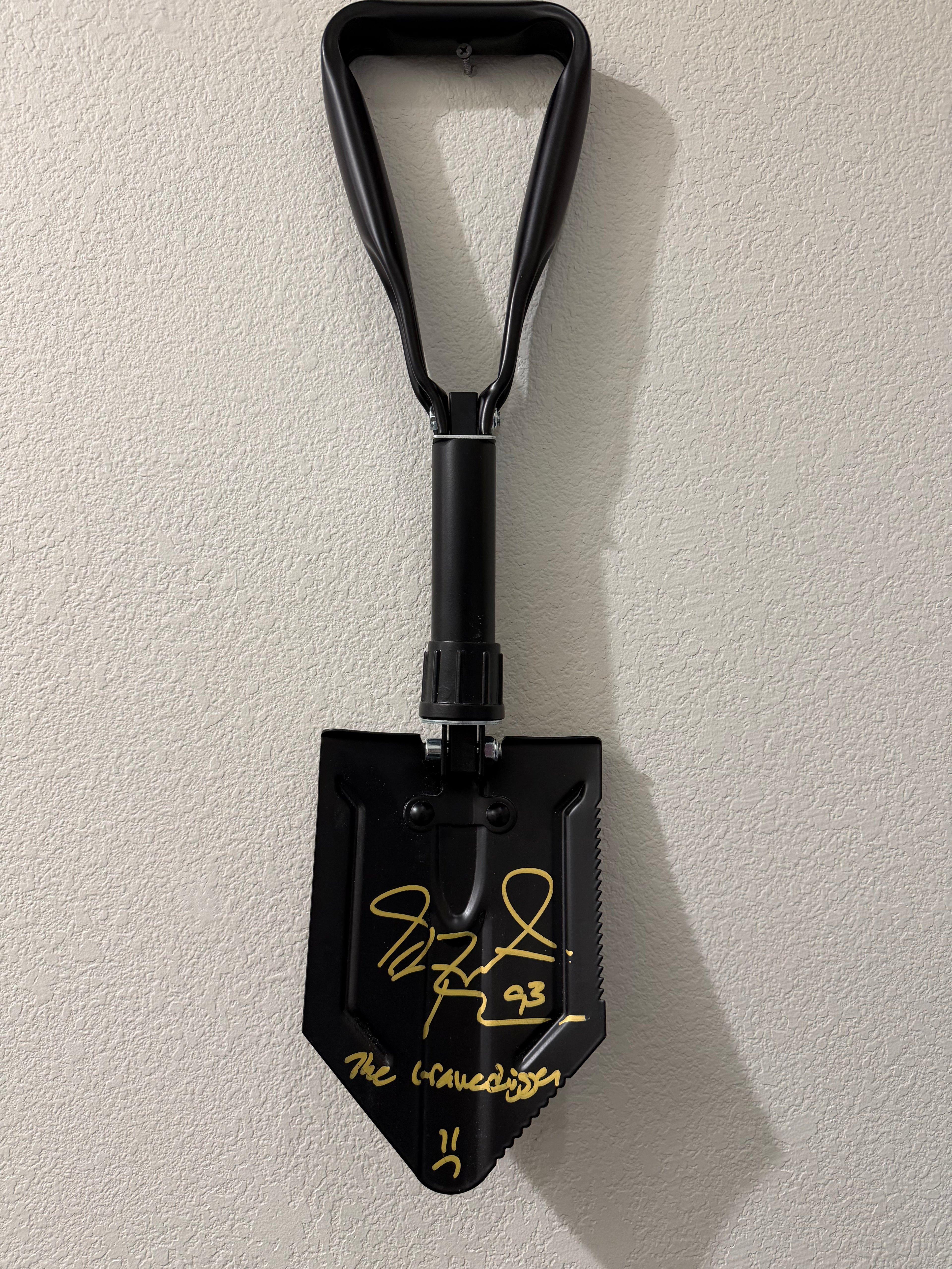 Gilbert Brown Signed "Gravedigger" Shovel- 23" Black