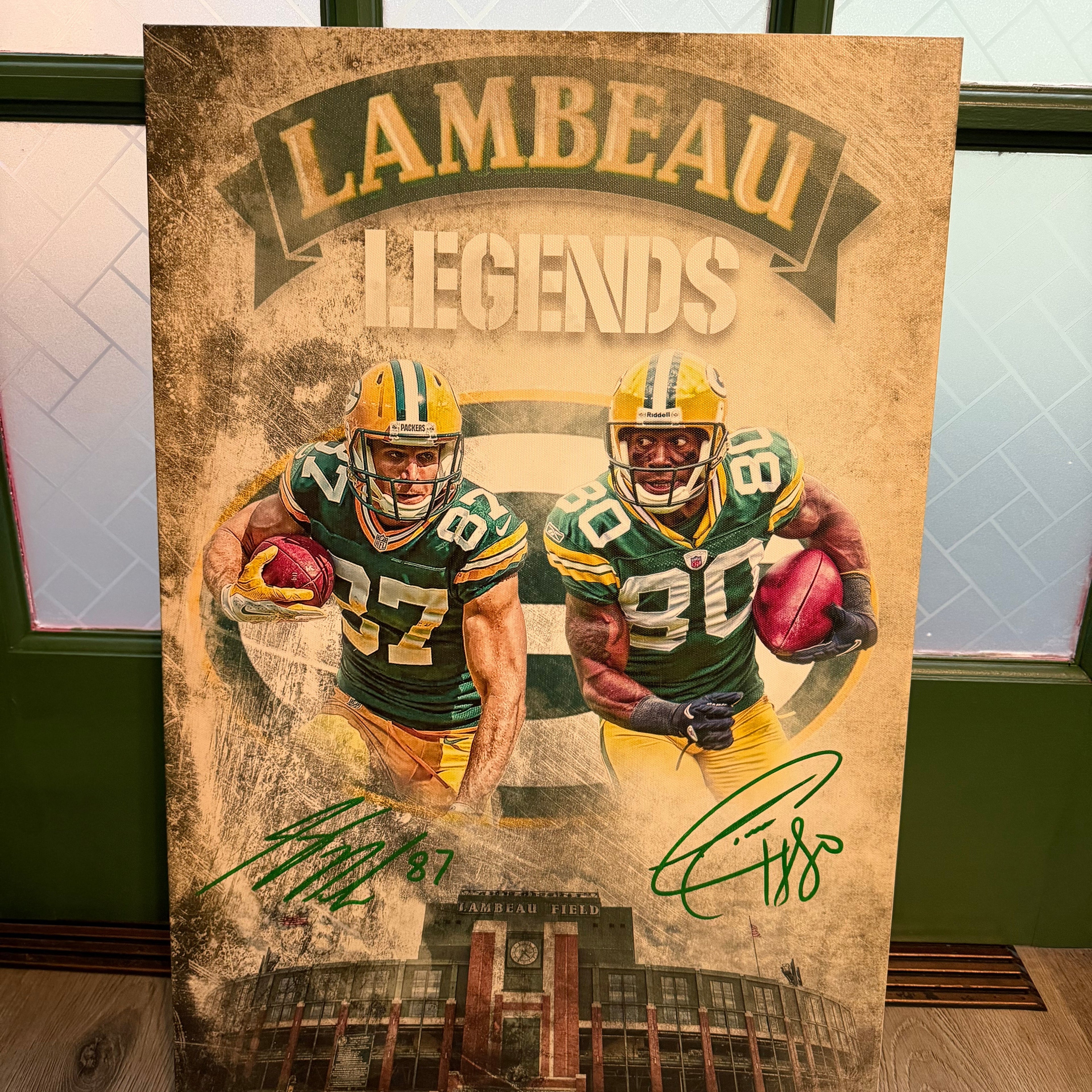 Jordy Nelson AND Donald Driver Signed Lambeau Legends Canvas