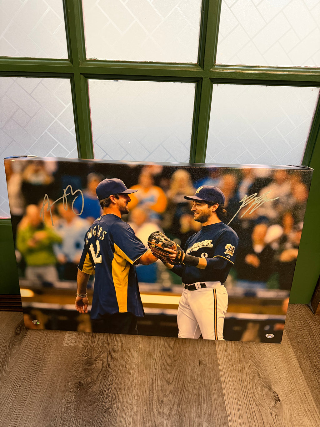 Aaron Rodgers AND Ryan Braun Signed Canvas- 16x24