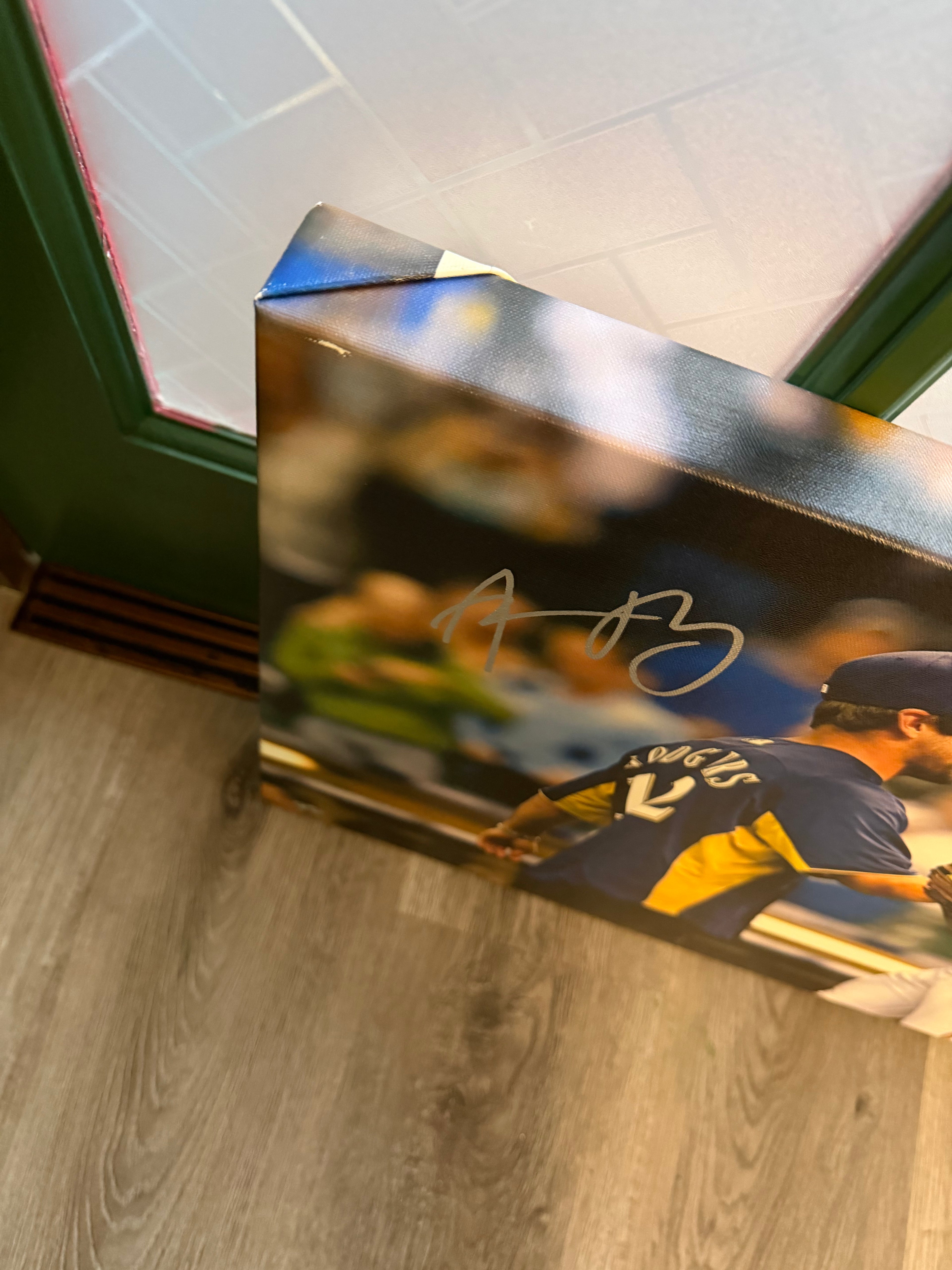 Aaron Rodgers AND Ryan Braun Signed Canvas- 16x24