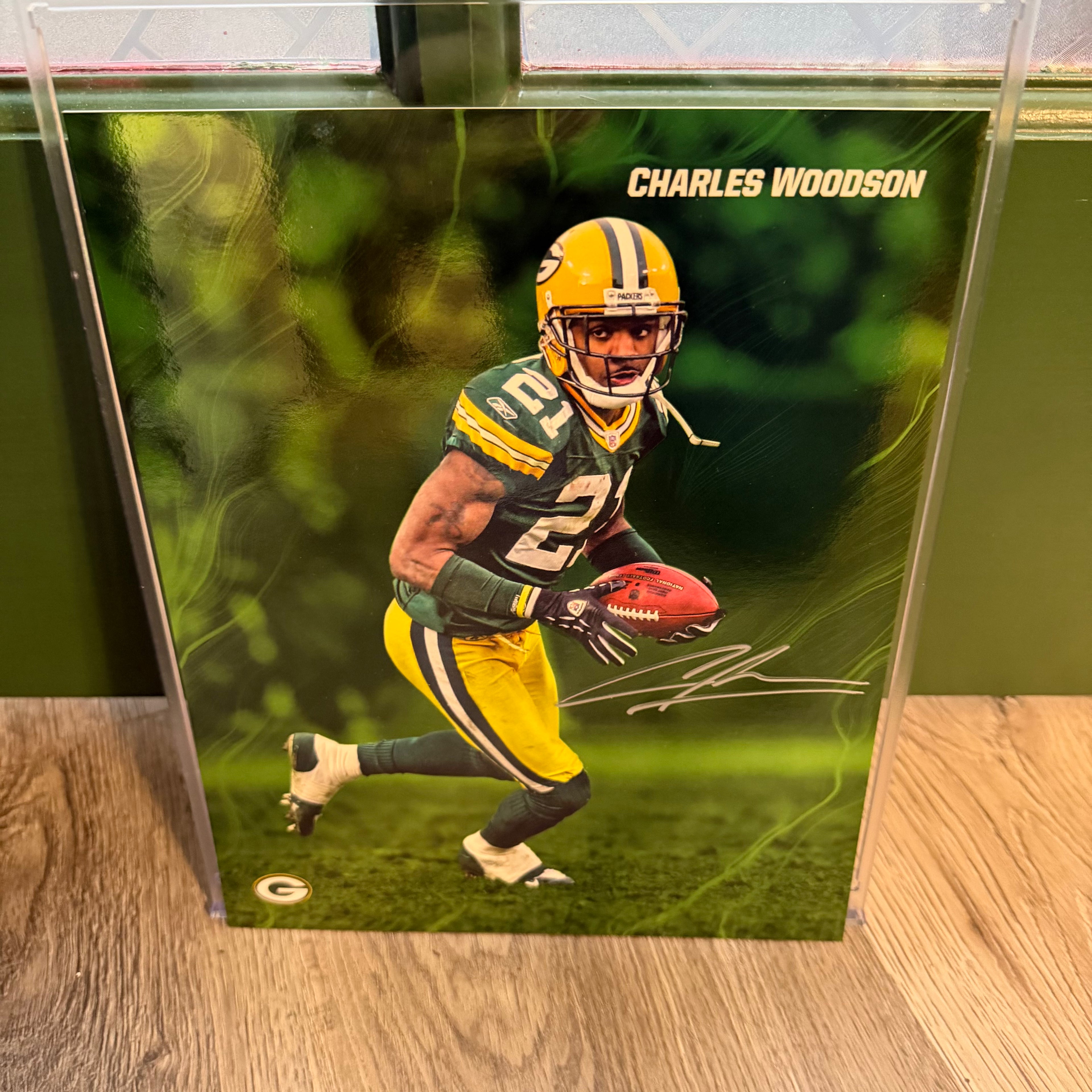 Charles Woodson Signed Fanatics Emanate 8x10 Green /99