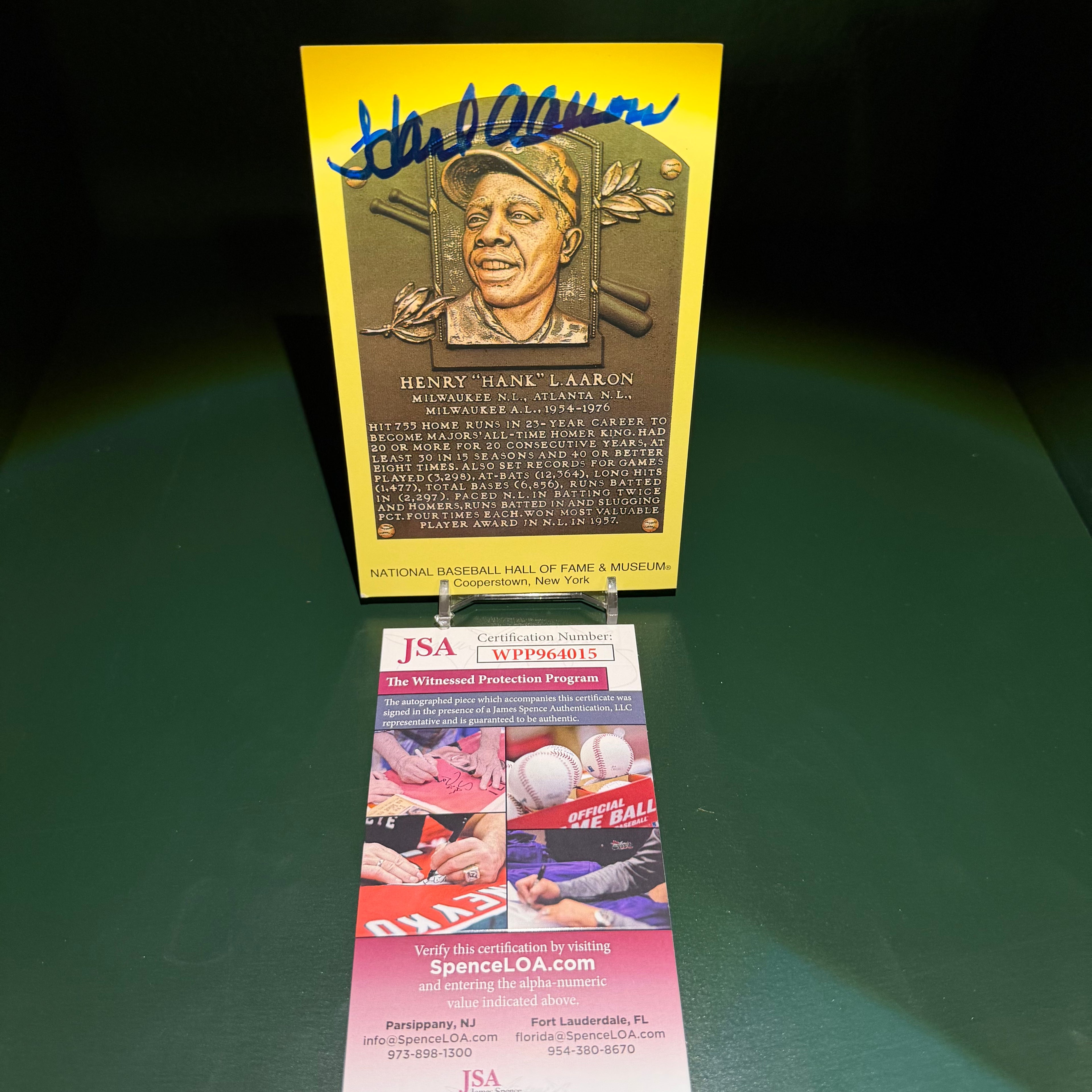 Hank Aaron Signed Hall Of Fame Card- 3.5x5.5