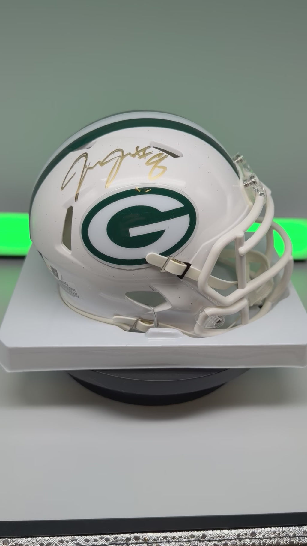 Josh Jacobs Signed Winter Warning Alt White Mini Helmet